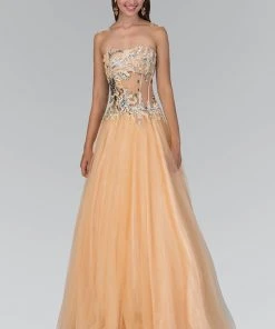 Elizabeth K - GL1045 Strapless Embellished Long Gown Formal Gowns