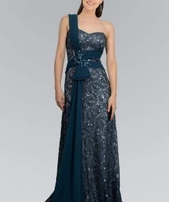 Elizabeth K - GL1049 Sequined One Shoulder Strap Sweetheart Dress Formal Gowns 16 Elizabeth K - GL1049 Sequined One Shoulder Strap Sweetheart Dress Formal Gowns
