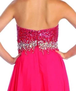 Elizabeth K - GL1060 Sequined Strapless Chiffon High-Low Gown Formal Gowns