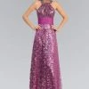 Formal Gowns Elizabeth K - GL1064 Metallic Lace Halter A-Line Gown 2 Formal Gowns Elizabeth K - GL1064 Metallic Lace Halter A-Line Gown