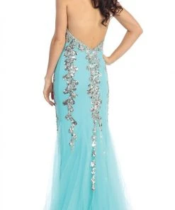 Formal Gowns Elizabeth K - GL1067 Strapless Sequin Accented Trumpet Gown 8 Formal Gowns Elizabeth K - GL1067 Strapless Sequin Accented Trumpet Gown
