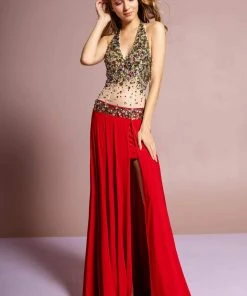 Elizabeth K - GL1070 Jeweled Halter Neck Jersey Trumpet Dress Formal Gowns 9 Elizabeth K - GL1070 Jeweled Halter Neck Jersey Trumpet Dress Formal Gowns