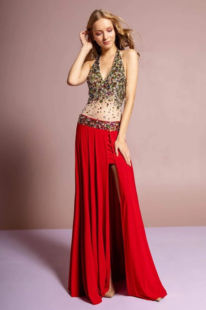 Elizabeth K - GL1070 Jeweled Halter Neck Jersey Trumpet Dress Formal Gowns 5 Elizabeth K - GL1070 Jeweled Halter Neck Jersey Trumpet Dress Formal Gowns