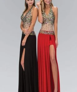 Elizabeth K - GL1070 Jeweled Halter Neck Jersey Trumpet Dress Formal Gowns 11 Elizabeth K - GL1070 Jeweled Halter Neck Jersey Trumpet Dress Formal Gowns