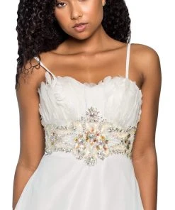 Elizabeth K - GL1071 Sleeveless Embellished Long Dress 10 Elizabeth K - GL1071 Sleeveless Embellished Long Dress