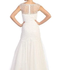 Elizabeth K - GL1072 Sequined Cap Sleeve Illusion Bateau Dress 5 Elizabeth K - GL1072 Sequined Cap Sleeve Illusion Bateau Dress