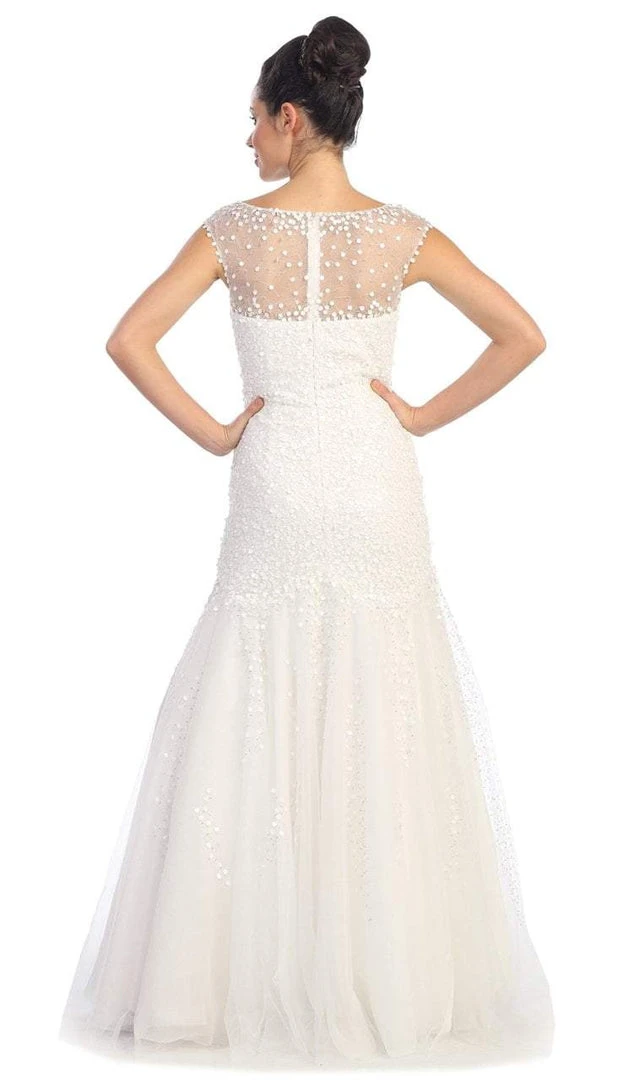 Elizabeth K - GL1072 Sequined Cap Sleeve Illusion Bateau Dress 4 Elizabeth K - GL1072 Sequined Cap Sleeve Illusion Bateau Dress