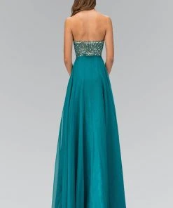 Elizabeth K - GL1075 Lavish Jeweled Strapless Chiffon Gown Formal Gowns 8 Elizabeth K - GL1075 Lavish Jeweled Strapless Chiffon Gown Formal Gowns