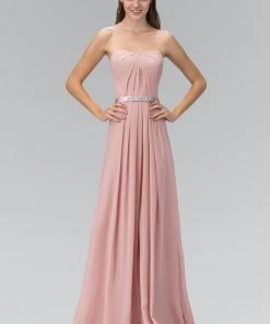 Formal Gowns Elizabeth K - GL1078 Pleated Sweetheart Jewel Embellished Dress