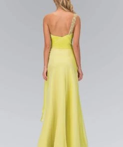 Formal Gowns Elizabeth K - GL1083 One Shoulder Jewel Embellished Chiffon Gown