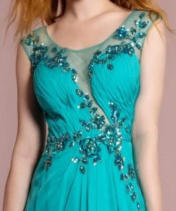 Elizabeth K - GL1088 Bejeweled Cap Sleeve Illusion Bateau Dress Formal Gowns 12 Elizabeth K - GL1088 Bejeweled Cap Sleeve Illusion Bateau Dress Formal Gowns