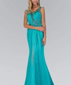 Elizabeth K - GL1088 Bejeweled Cap Sleeve Illusion Bateau Dress Formal Gowns 11 Elizabeth K - GL1088 Bejeweled Cap Sleeve Illusion Bateau Dress Formal Gowns