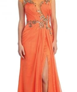 Elizabeth K - GL1088 Bejeweled Cap Sleeve Illusion Bateau Dress Formal Gowns 14 Elizabeth K - GL1088 Bejeweled Cap Sleeve Illusion Bateau Dress Formal Gowns