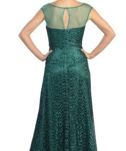 Elizabeth K - GL1089 Embellished Cap Sleeve Illusion Bateau Dress Formal Gowns 9 Elizabeth K - GL1089 Embellished Cap Sleeve Illusion Bateau Dress Formal Gowns