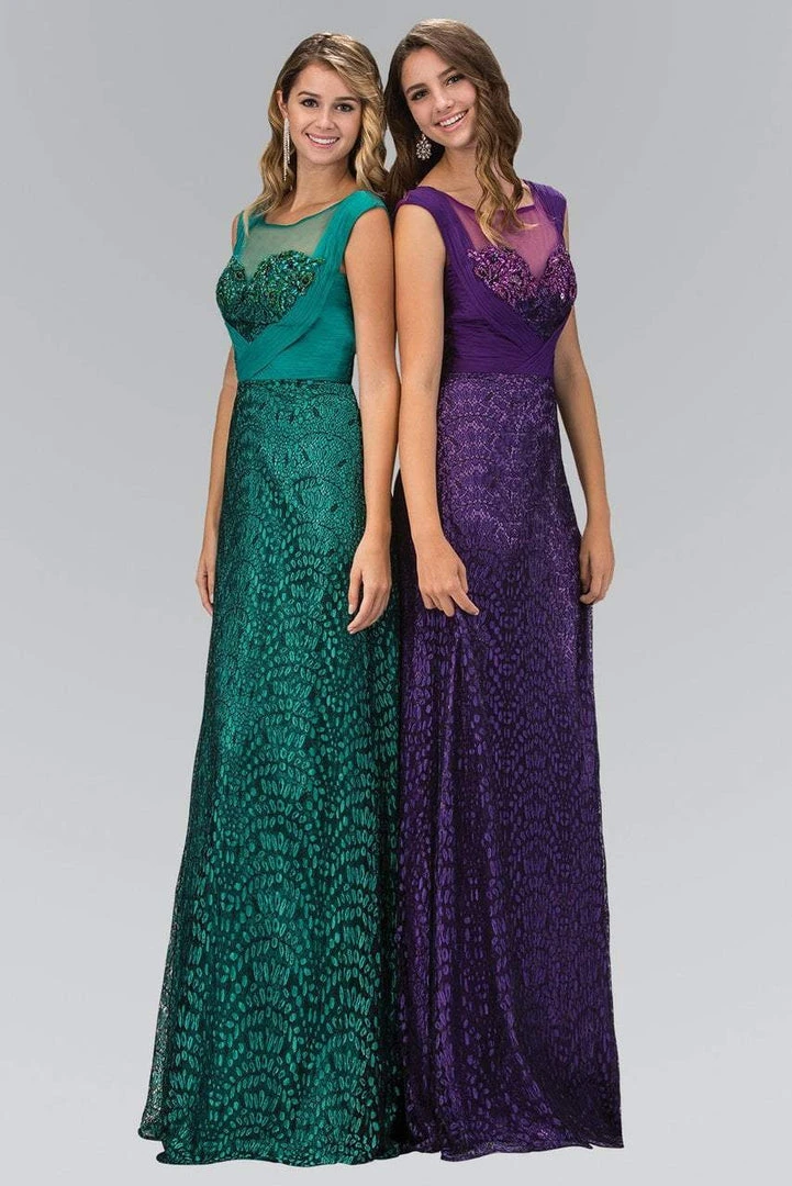 Elizabeth K - GL1089 Embellished Cap Sleeve Illusion Bateau Dress Formal Gowns 5 Elizabeth K - GL1089 Embellished Cap Sleeve Illusion Bateau Dress Formal Gowns