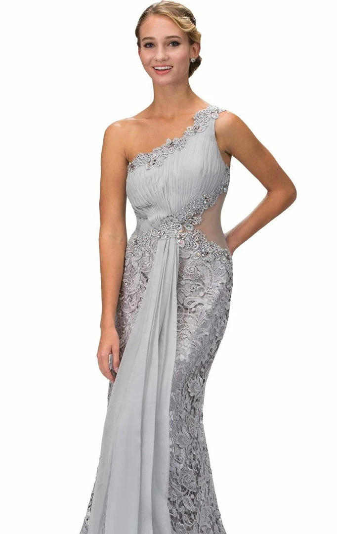 Formal Gowns Elizabeth K - GL1090 One Shoulder Floral Long Dress 5 Formal Gowns Elizabeth K - GL1090 One Shoulder Floral Long Dress