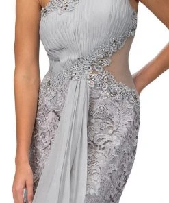 Formal Gowns Elizabeth K - GL1090 One Shoulder Floral Long Dress 10 Formal Gowns Elizabeth K - GL1090 One Shoulder Floral Long Dress