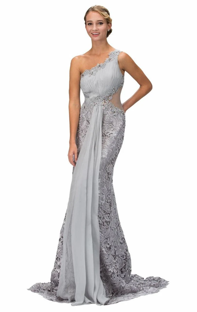 Formal Gowns Elizabeth K - GL1090 One Shoulder Floral Long Dress 3 Formal Gowns Elizabeth K - GL1090 One Shoulder Floral Long Dress