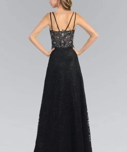 Formal Gowns Elizabeth K - GL1092 Lace Overlay V-Neck A-Line Gown 6 Formal Gowns Elizabeth K - GL1092 Lace Overlay V-Neck A-Line Gown