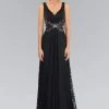 Formal Gowns Elizabeth K - GL1092 Lace Overlay V-Neck A-Line Gown 1 Formal Gowns Elizabeth K - GL1092 Lace Overlay V-Neck A-Line Gown
