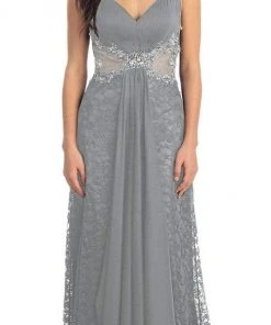Formal Gowns Elizabeth K - GL1092 Lace Overlay V-Neck A-Line Gown 7 Formal Gowns Elizabeth K - GL1092 Lace Overlay V-Neck A-Line Gown