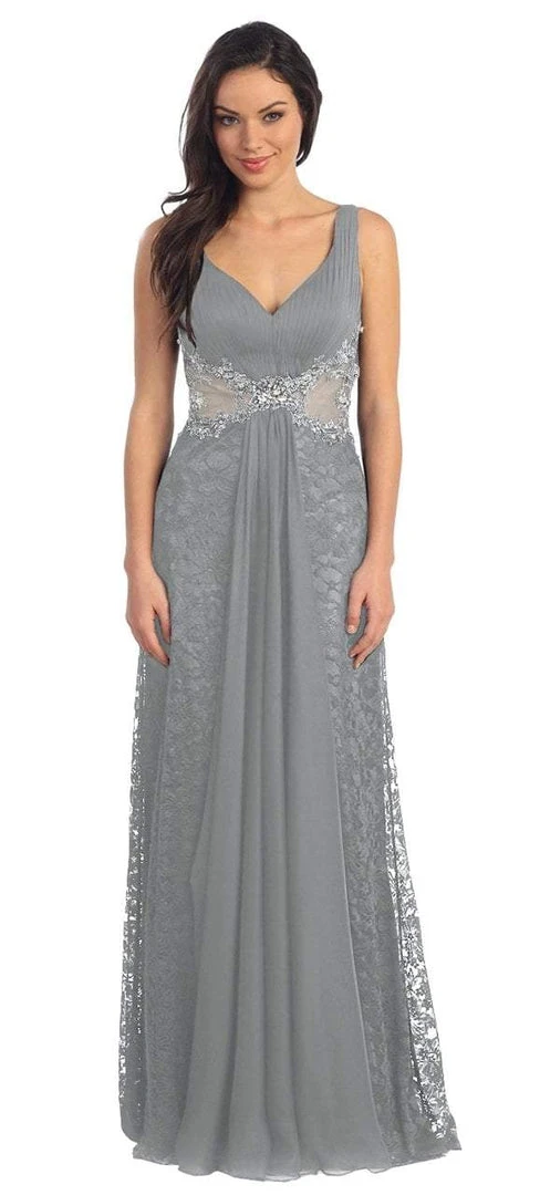 Formal Gowns Elizabeth K - GL1092 Lace Overlay V-Neck A-Line Gown 5 Formal Gowns Elizabeth K - GL1092 Lace Overlay V-Neck A-Line Gown