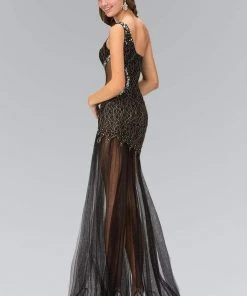 Elizabeth K - GL1094 Asymmetrical Cutout Tulle Gown 5 Elizabeth K - GL1094 Asymmetrical Cutout Tulle Gown