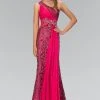 Formal Gowns Elizabeth K - GL1095 Embellished Asymmetrical Neck Trumpet Dress