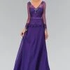 Elizabeth K - GL1097 Quarter Sleeve Applique Chiffon Gown Formal Gowns
