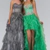Elizabeth K - GL1098 Bedazzled Sweetheart Organza High-Low Dress Formal Gowns