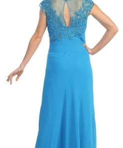 Formal Gowns Elizabeth K - GL1100 Beaded Illusion Bateau Neck Chiffon Dress
