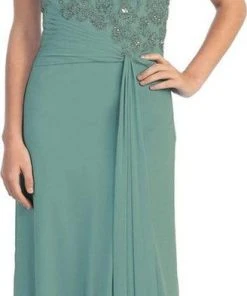 Formal Gowns Elizabeth K - GL1100 Beaded Illusion Bateau Neck Chiffon Dress