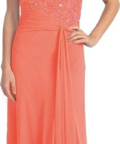 Formal Gowns Elizabeth K - GL1100 Beaded Illusion Bateau Neck Chiffon Dress