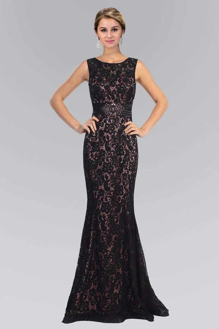 Elizabeth K - GL1101 Lace Embellished Bateau Neck Sheath Dress 5 Elizabeth K - GL1101 Lace Embellished Bateau Neck Sheath Dress