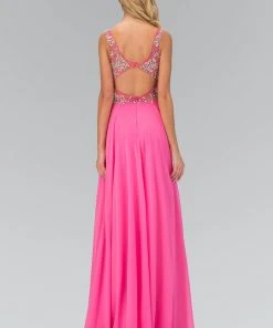 Elizabeth K - GL1105 Sheer Embroidered Sweetheart Gown
