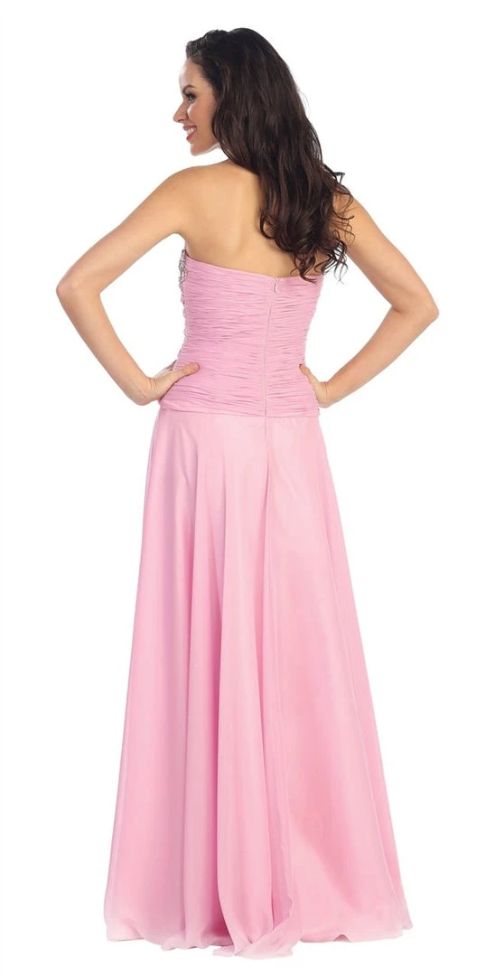 Elizabeth K - GL1114 Beaded And Ruched Sweetheart Chiffon Dress 4 Elizabeth K - GL1114 Beaded And Ruched Sweetheart Chiffon Dress