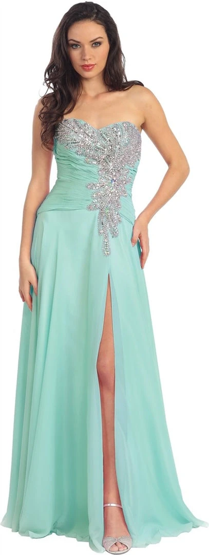 Elizabeth K - GL1114 Beaded And Ruched Sweetheart Chiffon Dress 5 Elizabeth K - GL1114 Beaded And Ruched Sweetheart Chiffon Dress