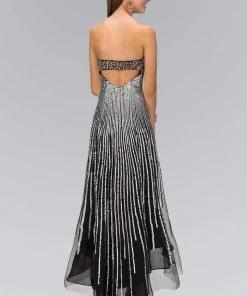 Elizabeth K - GL1127 Strapless Embellished Hi Lo Dress