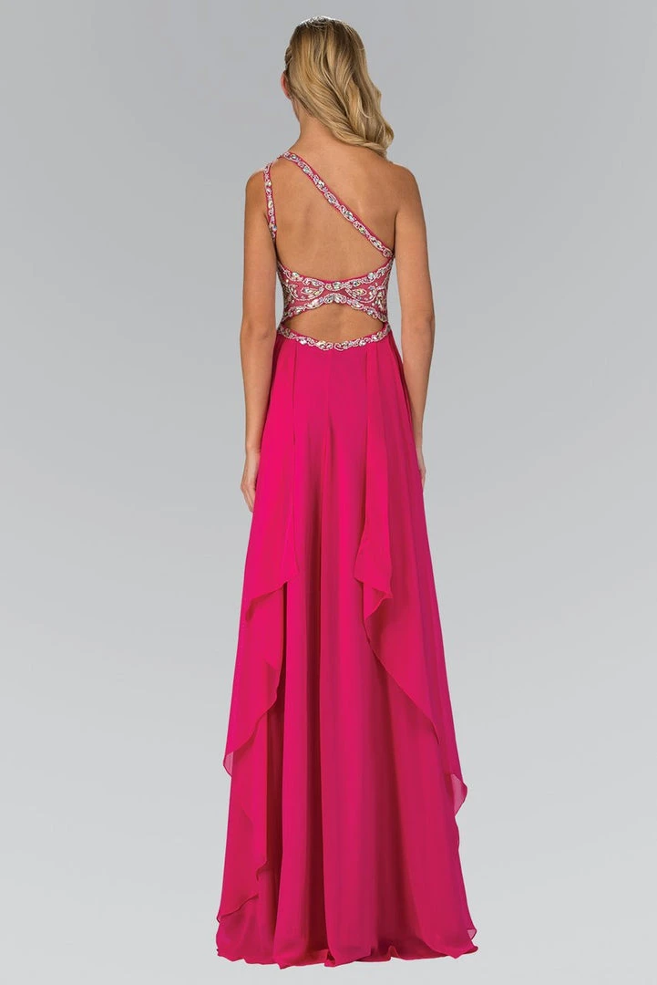 Elizabeth K - GL1128 Asymmetrical Bejeweled Chiffon Gown 4 Elizabeth K - GL1128 Asymmetrical Bejeweled Chiffon Gown
