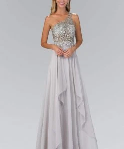 Elizabeth K - GL1128 Asymmetrical Bejeweled Chiffon Gown 7 Elizabeth K - GL1128 Asymmetrical Bejeweled Chiffon Gown