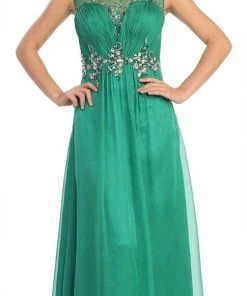 Formal Gowns Elizabeth K - GL1131 Bateau Illusion Bejeweled Chiffon Gown