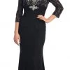 Elizabeth K - GL1133 Quarter Length Sleeve Jeweled V-Neck Dress Formal Gowns 1 Elizabeth K - GL1133 Quarter Length Sleeve Jeweled V-Neck Dress Formal Gowns