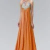 Formal Gowns Elizabeth K - GL1138 Sheer Asymmetrical Ornate A-Line Gown