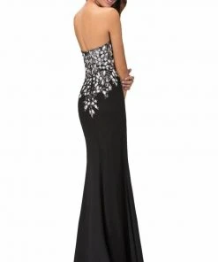 Formal Gowns Elizabeth K - GL1144 Strapless Floral Long Dress With Slit 9 Formal Gowns Elizabeth K - GL1144 Strapless Floral Long Dress With Slit