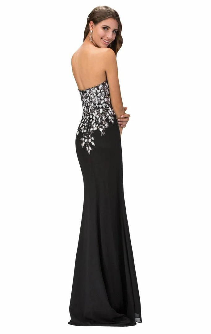 Formal Gowns Elizabeth K - GL1144 Strapless Floral Long Dress With Slit 5 Formal Gowns Elizabeth K - GL1144 Strapless Floral Long Dress With Slit