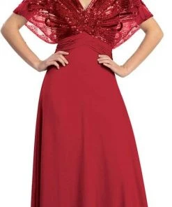 Formal Gowns Elizabeth K - GL1145 Sequined V-neck Chiffon A-line Dress
