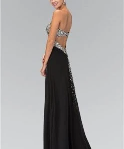 Elizabeth K - GL1151 Jewel Accented Sweetheart Chiffon Dress Formal Gowns