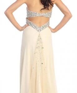 Elizabeth K - GL1151 Jewel Accented Sweetheart Chiffon Dress Formal Gowns