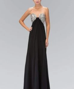 Elizabeth K - GL1151 Jewel Accented Sweetheart Chiffon Dress Formal Gowns