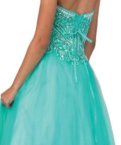 Elizabeth K - GL1300 Strapless Embellished Long Gown Formal Gowns